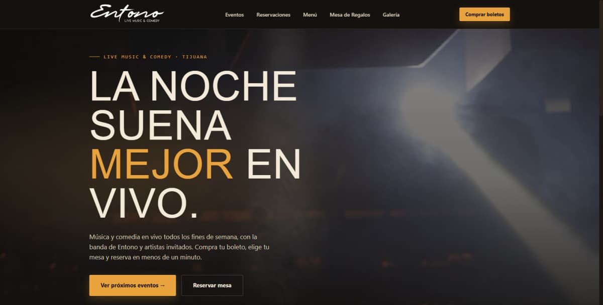 Entono Live Music & Comedy — live site